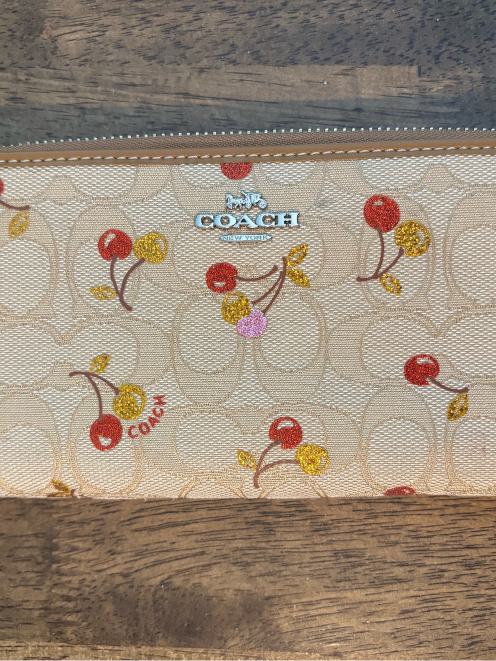 Coach Glitter Cherry Zip Around Accordian Wallet - Picture 2 of 7